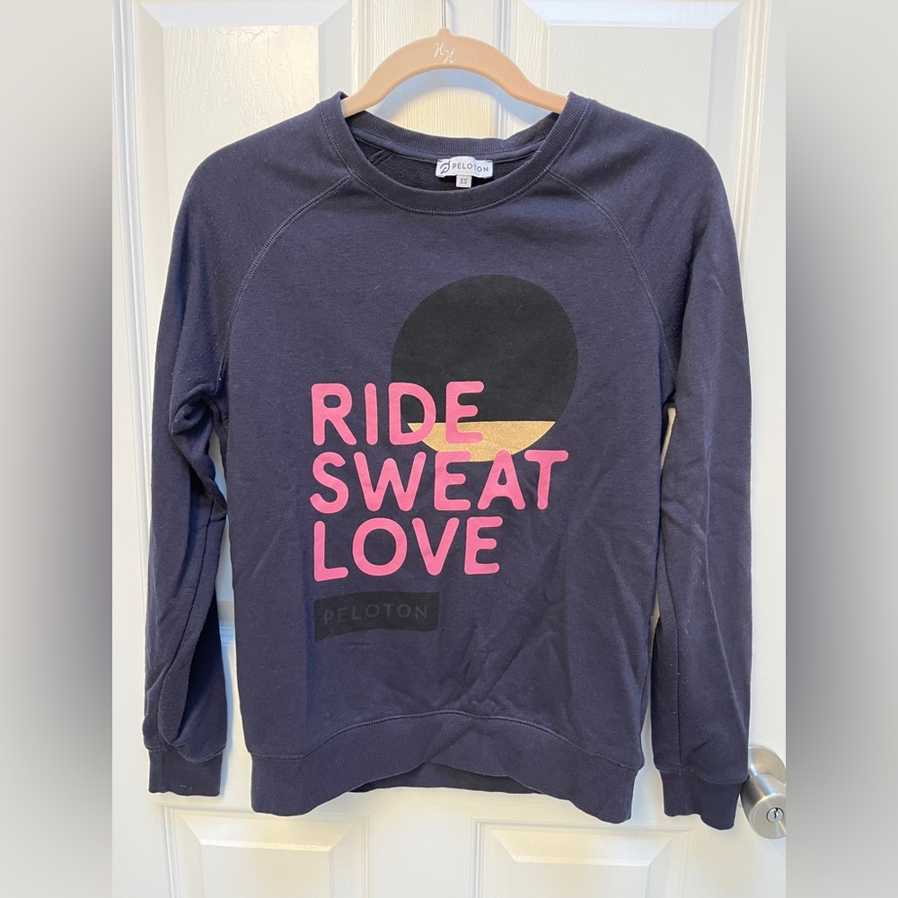 Peloton Dark Blue Sweatshirt with Pink Logo
